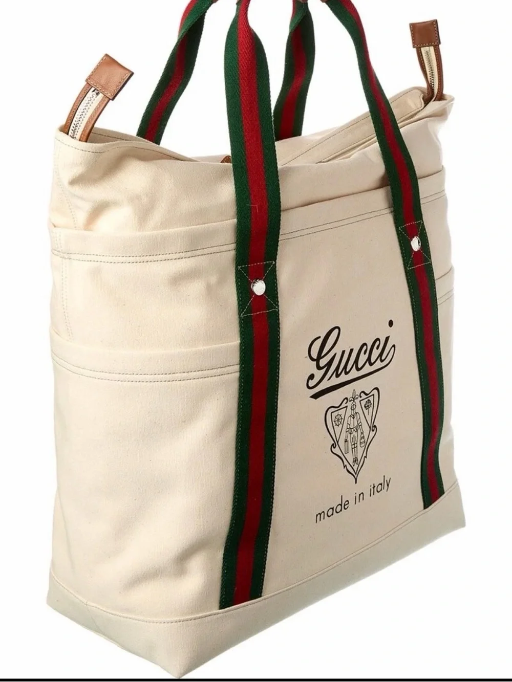 Brand New Gucci Coat Of Arms Large Canvas Tote  Bag - White color